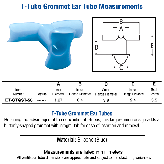 TTube Grommet Ear Tubes. Anthony Products