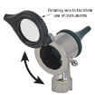 Rotating lens to facilitate use of instruments